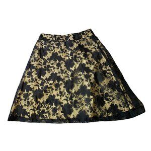 Apt. 9 Black & Gold Floral A-Line Skirt Size 6